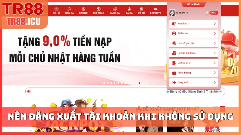 Nên đăng xuất tài khoản khi không sử dụng