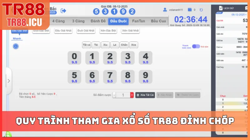 Quy trình tham gia xổ số TR88 đỉnh chóp